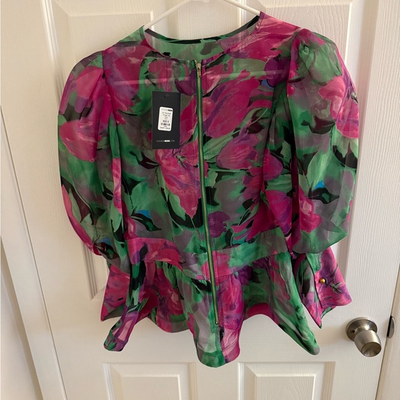 Floral Green and Pink Women's Top - Picture 2 of 2